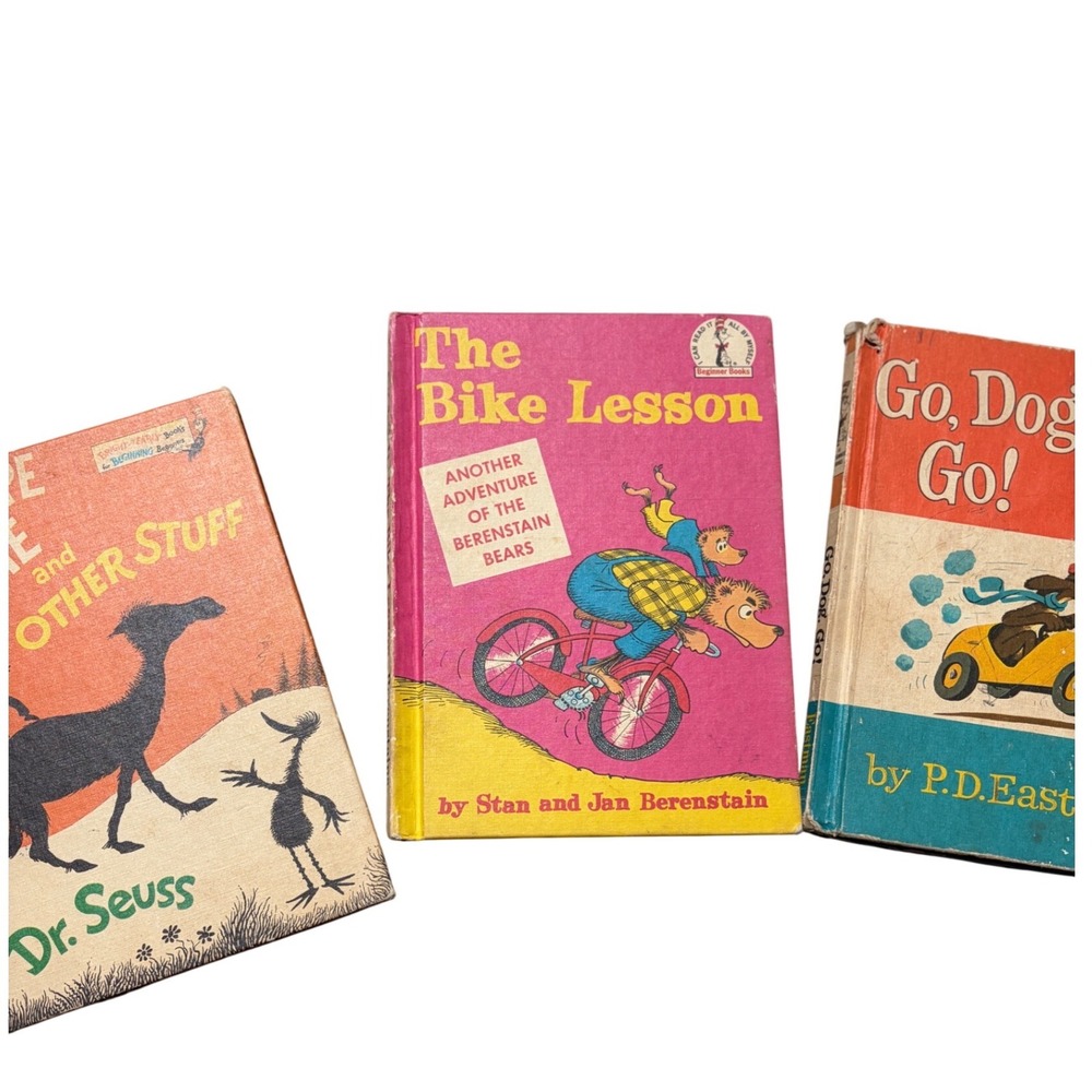 Vintage Beginner Books Lot Dr Seuss Berenstain Bears Go Dog Go Hardcover 3 Books